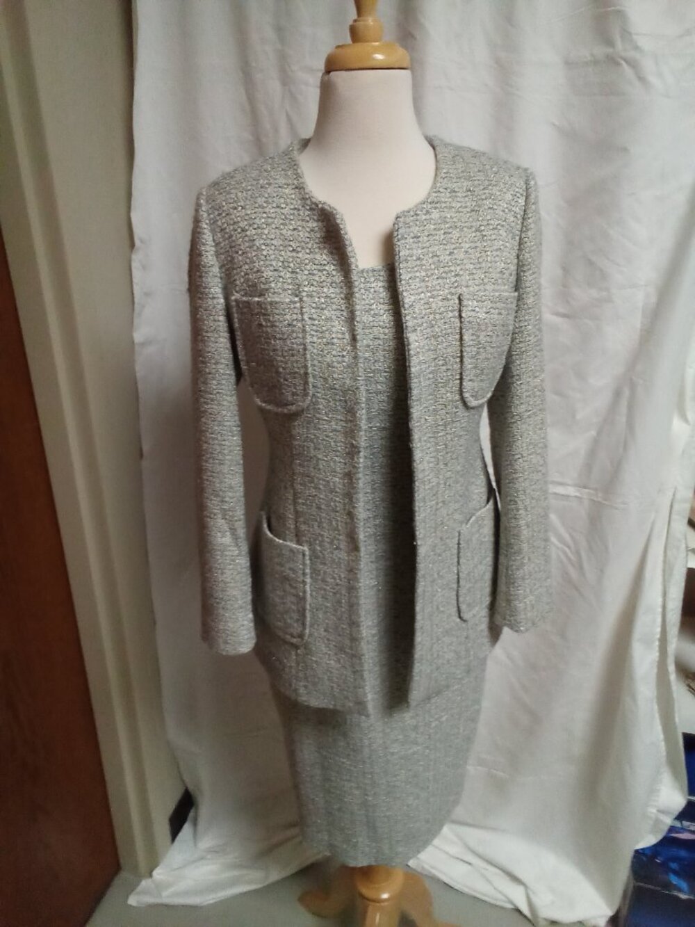 Jacket and dress, Channel design, hand made in Hong Kong, size 4